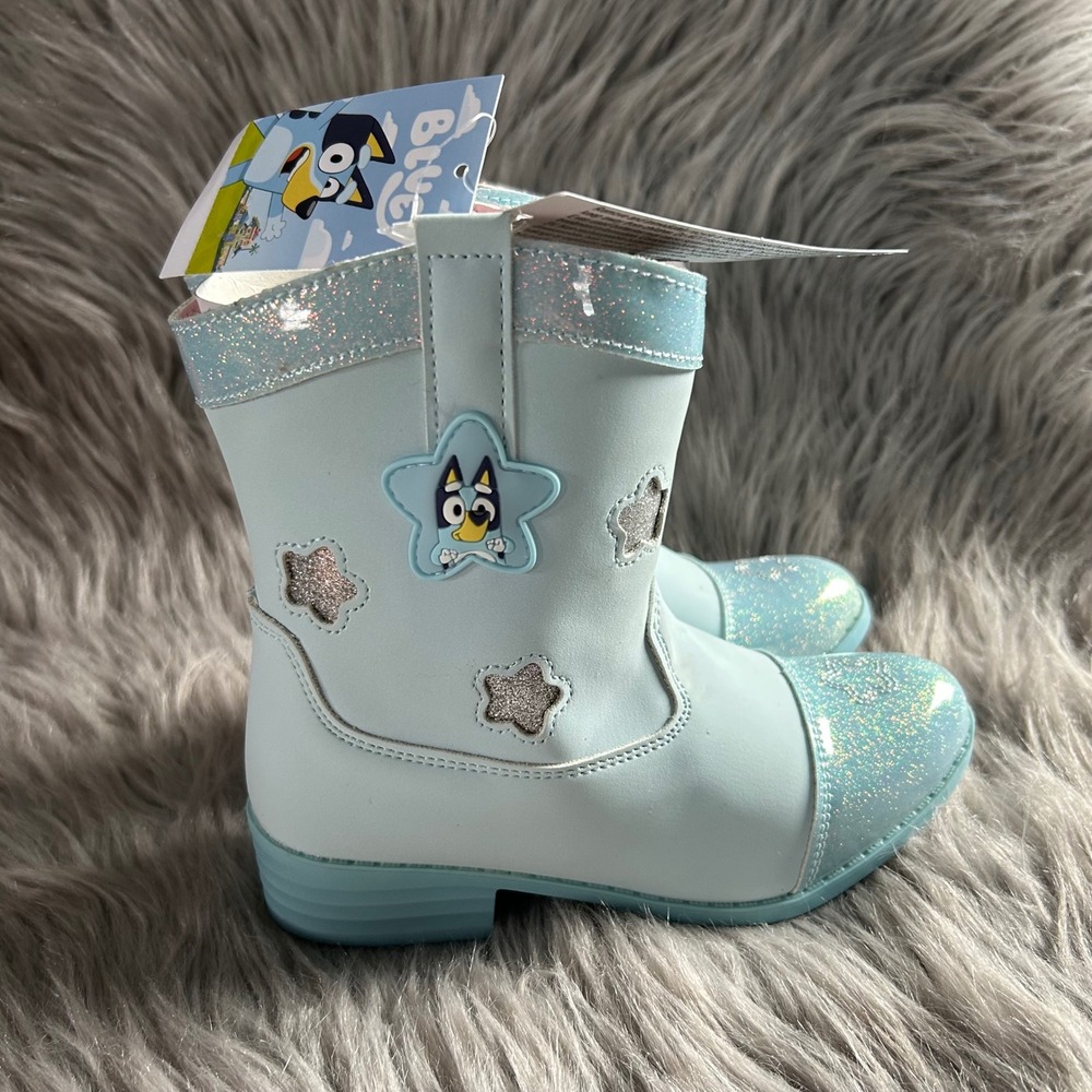 Ground Up Bluey Cowgirl Girls Size‎ 12 Blue Light Up Shoes Side Zip Pull On